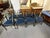 Late 20th century, the "Colonel Alston" dining chairs from the Historic Charleston collection by Baker Furniture. Ebonized...