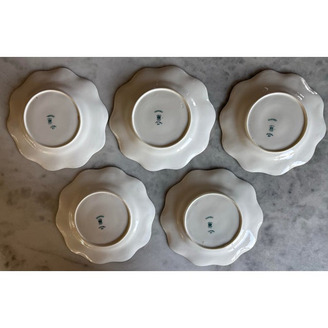 Ceramic Set of 5 Vintage Coalport Mandarin Blue and Gold Scalloped Salad Plates For Sale - Image 7 of 10