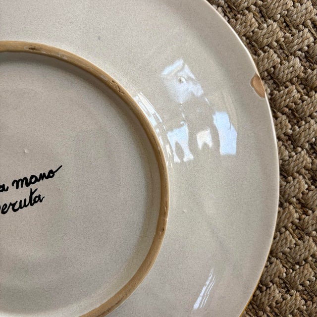 1990s Vintage Deruta Italy Hand-Painted Pottery Portrait Charger Plate For Sale - Image 5 of 7