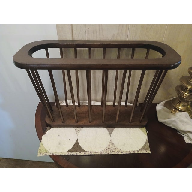 1950s Mid Century Modern Umanoff Style Walnut Magazine Rack For Sale - Image 4 of 8
