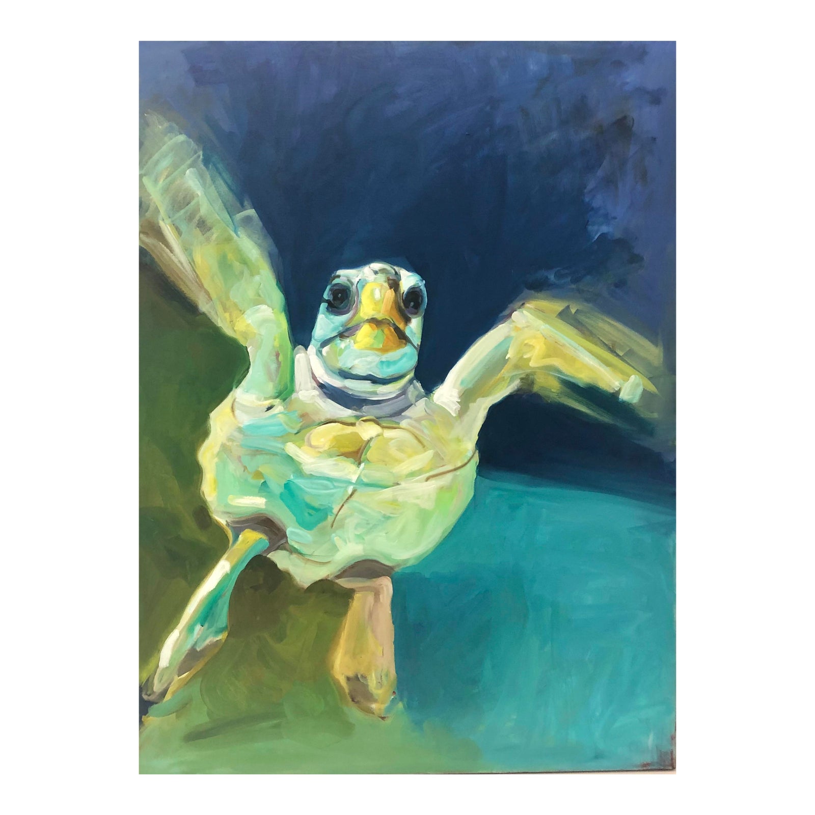 Baby Turtle Oil Painting On Canvas Chairish