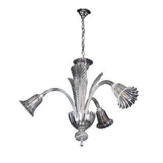 Vintage Murano Style Crystal J Arms Chandelier For Sale