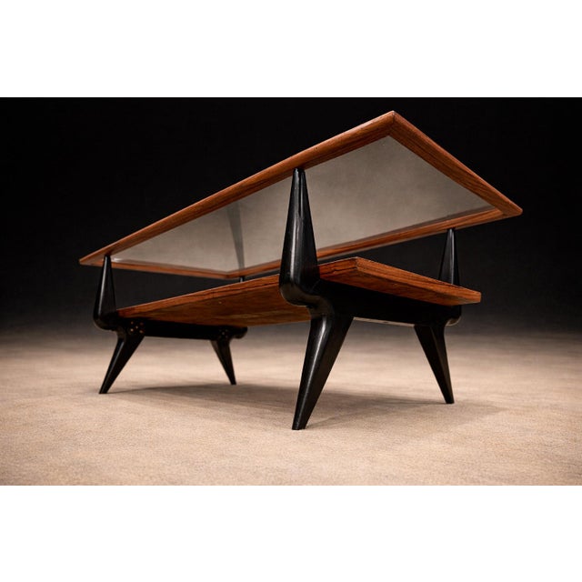 Transparent Brazilian Mid-Century Modern Coffee Table in Caviúna & Glass by Fratte, 1950s For Sale - Image 8 of 14