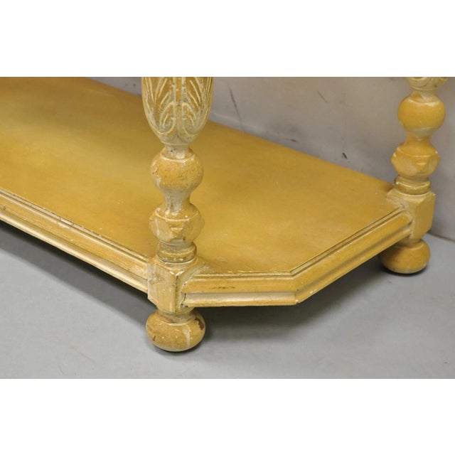 Wood Vintage Gothic Renaissance Painted Hall Altar Console Table Chair Set - 4 Pc Set For Sale - Image 7 of 16