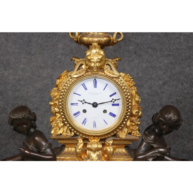 Bronze Late 19th Century Ornate Figural Bronze Clock by Delafontaine of Paris For Sale - Image 8 of 17