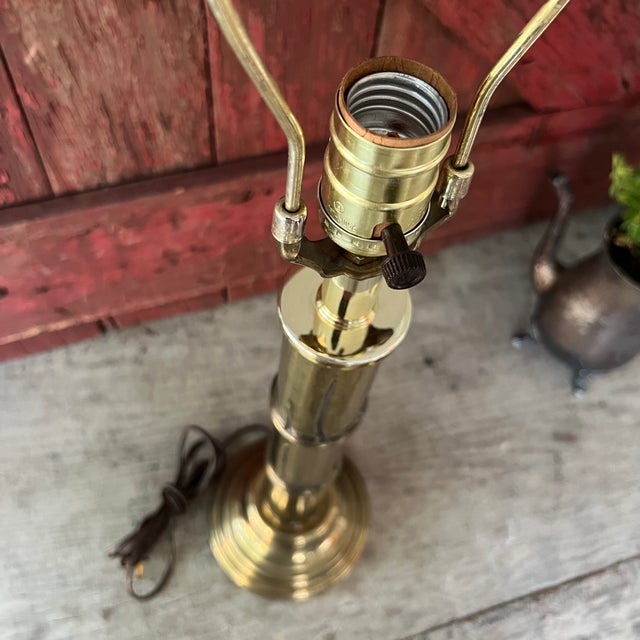 Vintage Brass Table Lamp With Bamboo Design 21" For Sale - Image 4 of 15