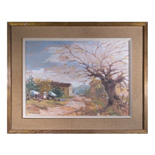 Joan Escayola Blanch, Rural Landscape, 1950s, Watercolor For Sale