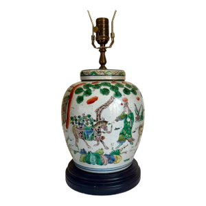 Antique 19th Century Chinese Famille Verte Ginger Jar Converted as Table Lamp