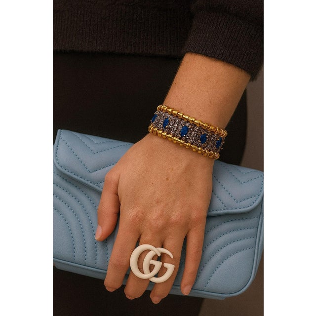 Bochic "Vintage Retro" Natural Sapphires & Diamonds Set In 18K Gold & Silver For Sale - Image 14 of 18