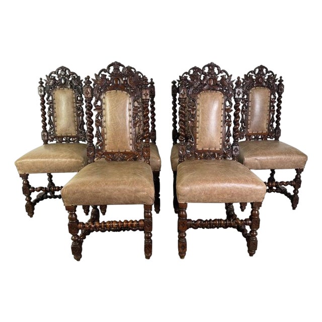 Set of Six 19th C. Renaissance Revival Dining Chairs For Sale