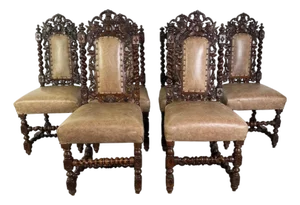 Set of Six 19th C. Renaissance Revival Dining Chairs