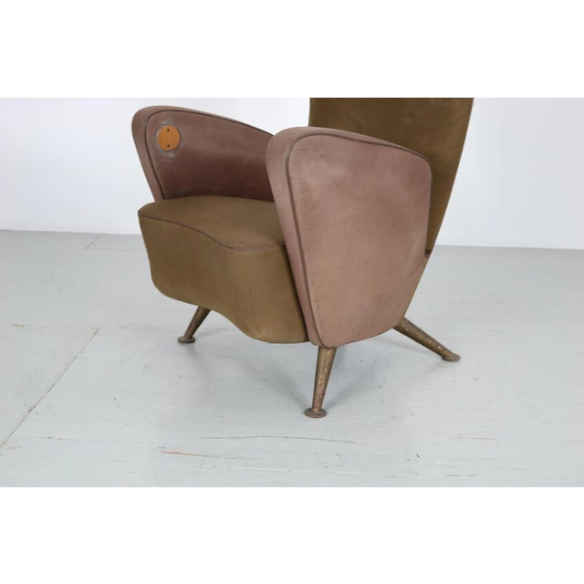 Brown Lounge Chair by Gio Ponti and Giulio Minoletti For Sale - Image 8 of 18