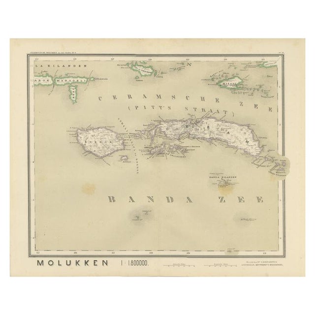 Antique Map of Ceram, Ambon, Banda, Buru and Moluccas from Dornseiffen, 1884 For Sale - Image 9 of 9