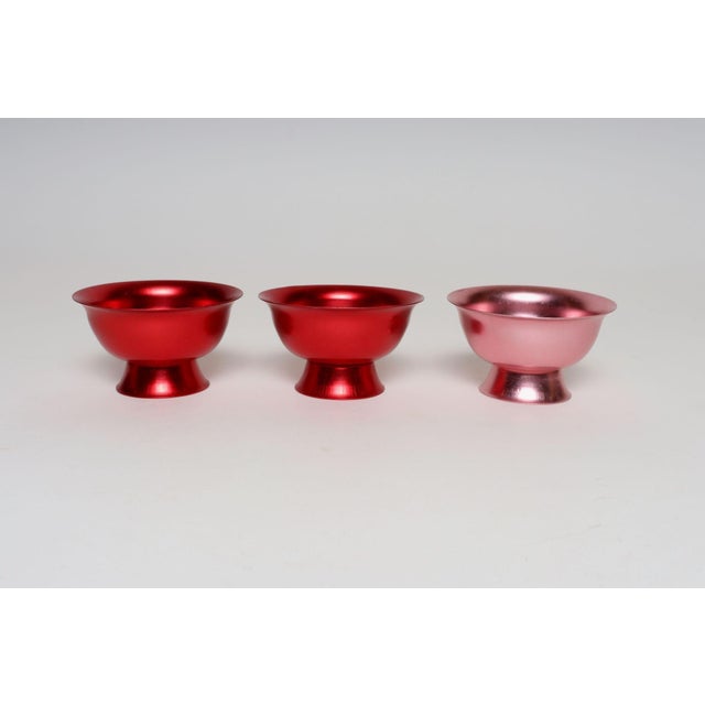 Mid-Century Modern Set of Three Mid-Century Modern Red and Pink Anodized Aluminum Sherbets / Bowls For Sale - Image 3 of 13