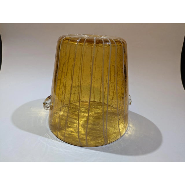 Vintage 1970s Venini for Disaronno Murano Glass Ice Bucket, Amber & White For Sale - Image 9 of 13