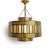 Late 20th Century Vintage Brass & Frosted Glass Striped Pendant Light Small For Sale - Image 5 of 6