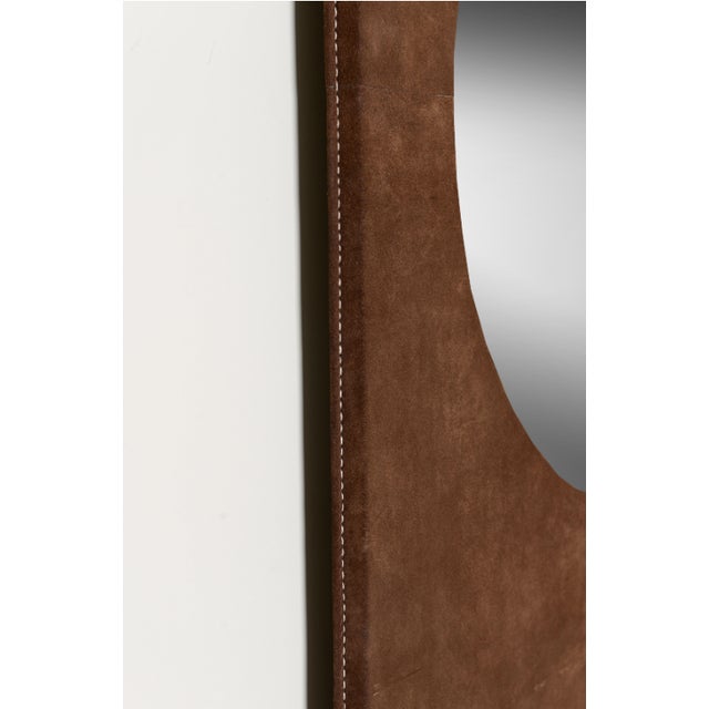 Hermès 1970s Suede Wrapped Rectangular Frame Mirror For Sale - Image 4 of 4
