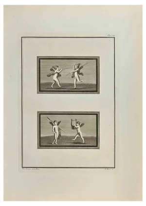 Francesco Lavega, Cupids, Etching, 18th Century