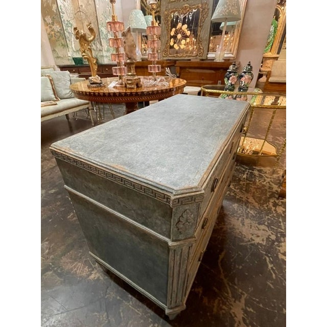Green Pair of Swedish Gustavian Neoclassical Painted Chests For Sale - Image 8 of 13