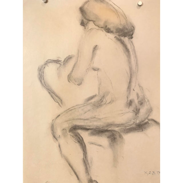 Frank J. Bette "Bent Wood Chair" 1974 Charcoal on Paper 10.75"x14" unframed Signed and dated lower right Excellent...