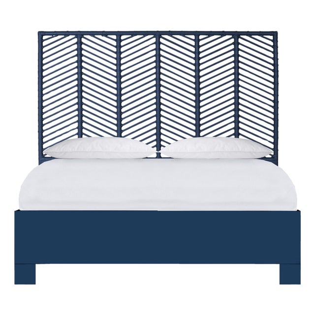 Liam Platform Bed Queen - Navy For Sale