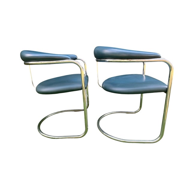 Metal Bauhaus Ss33 Chrome Cantilevered Armchairs Attributed to Anton Lorenz for Thonet For Sale - Image 7 of 9