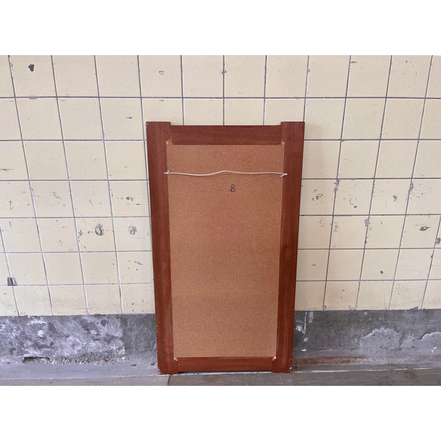 1960s Large Danish Mirror with Teak Frame and Blue Tile Inlay, 1960 For Sale - Image 5 of 6