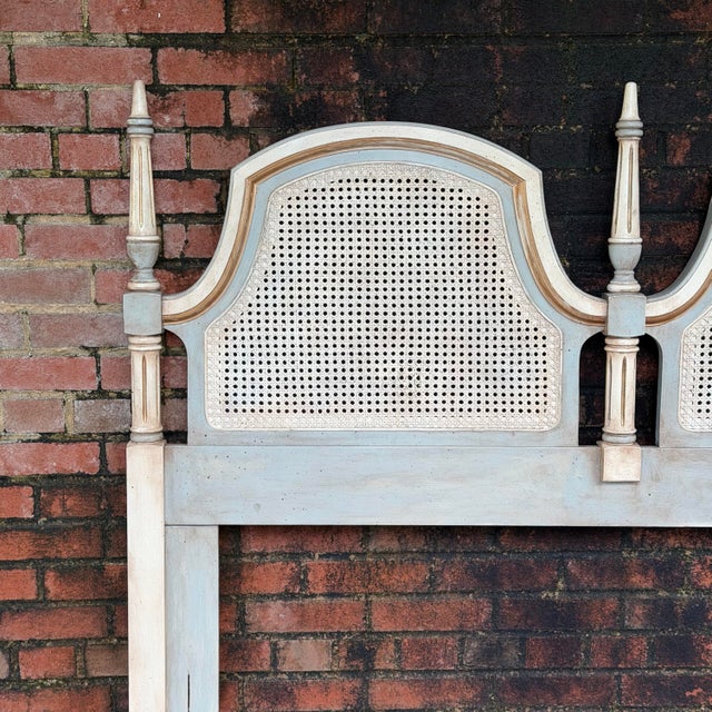 French Provincial Mid-Century Dixie Queen Headboard in Swedish Gustavian Style - Newly Painted For Sale - Image 3 of 15