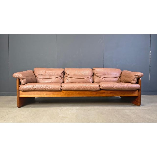Danish Leather and Teak 3-Seater Sofa from Mikael Laursen, 1970s For Sale - Image 12 of 15