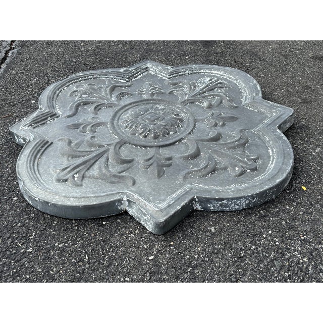 Late 20th C. Ornamental Architectural / Garden Plaque in the French style. Lightweight metal form - likely zinc - with...