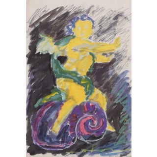 Nina Kleivan, Composition with Putto, 1988, Gouache on Paper For Sale
