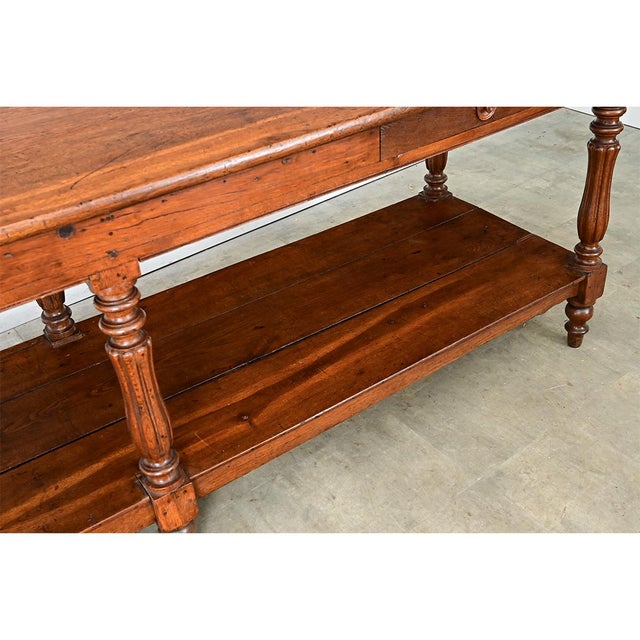 French 19th Century Solid Oak Drapery Table For Sale - Image 9 of 12