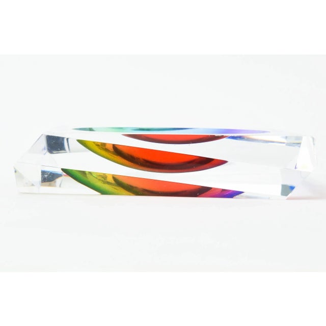 Purple 1990's Op Art Rainbow Lucite Angled Bowl Style of Victor Vasarely For Sale - Image 8 of 10