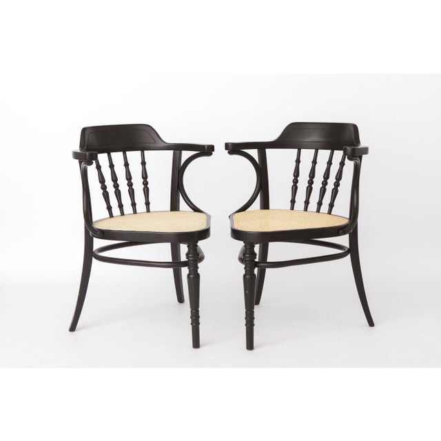 Mid-Century Style Black Beech Bentwood Armchairs with Vienna Cane Seats, 1990s, Set of 2 For Sale - Image 13 of 13