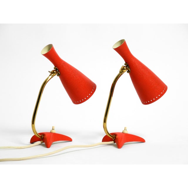 Mid-Century Modern Mid-Century Modern Red Diabolo Crows Foot Table Lamps from Cosack, 1950s, Set of 2 For Sale - Image 3 of 18