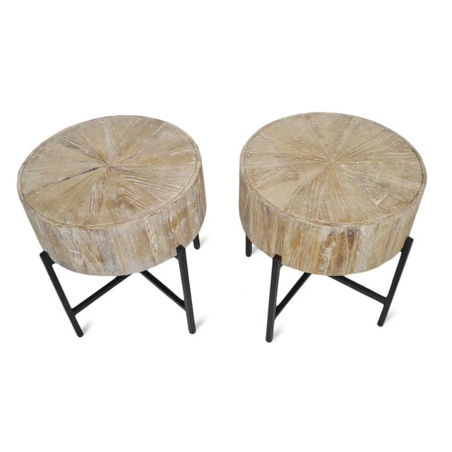 Mia Round Wood & Iron Side Table For Sale - Image 9 of 10