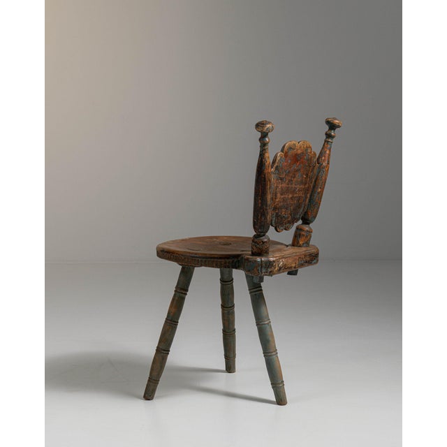 Wood 19th Century Sweden Weathered Honey Oak Carved Oak Swivel Chair For Sale - Image 7 of 11