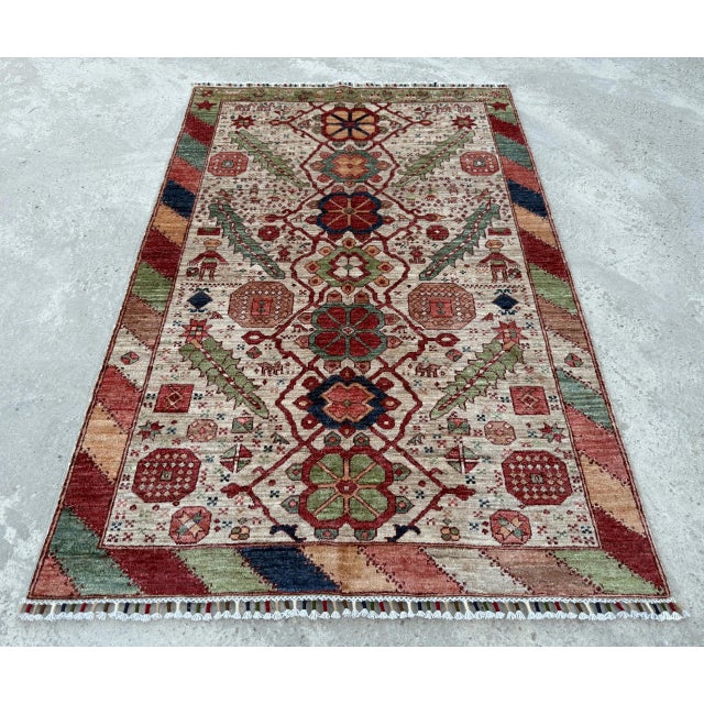 Ivory Mamluk Design Area Rug, 03'11 X 05'11 For Sale - Image 6 of 13