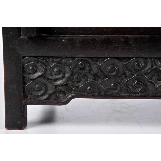 Charcoal Mid 20th Century Chinese Hardwood Carved Valuables Cabinet For Sale - Image 8 of 9
