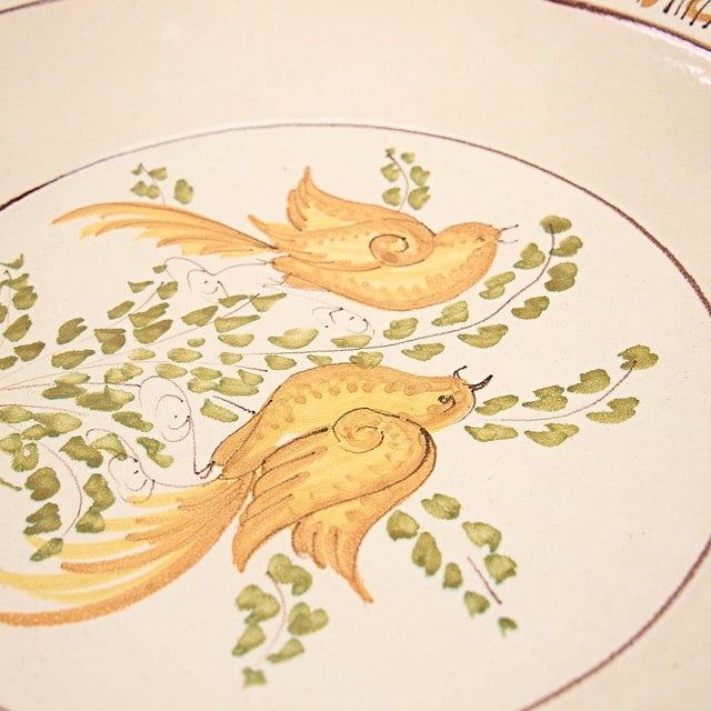 Large Plate in Hand Painted Glazed Terracotta attributed to G.Defazio, 1990s For Sale - Image 5 of 8