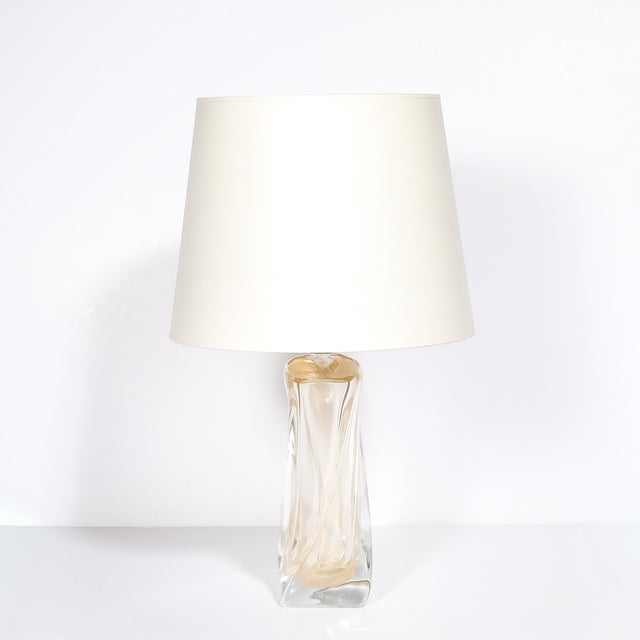 Modern Modernist 24kt Gold Fleck Murano Glass Table Lamps Signed Vittorio Rigattieri For Sale - Image 3 of 14