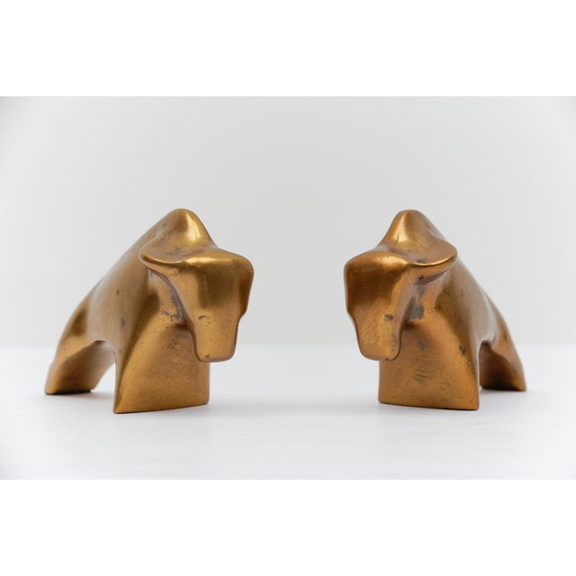 Mid-Century Modern Mid-Century Modern Brass Bull Bookends, 1960s, Set of 2 For Sale - Image 3 of 14