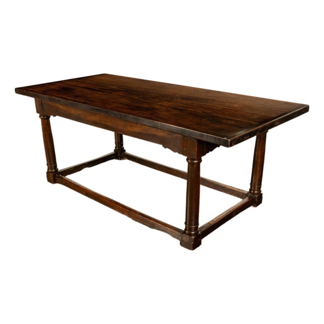 Antique 17th Century Charles I Jacobean 80" Long Oak Refectory Dining Table 1630 For Sale