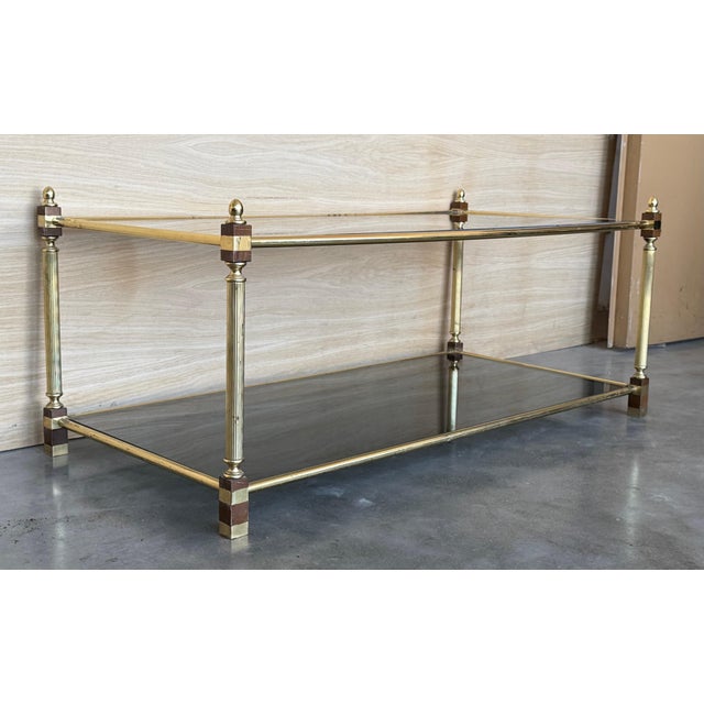 Mid-Century Modern Two-Tier Brass and Glass Rectangular Side Table For Sale - Image 11 of 18