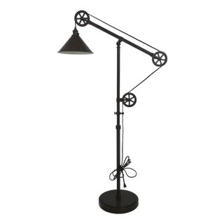 Restoration Hardware Industrial Pulley Floor Lamp For Sale