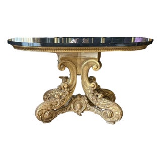 Quatrain for Dessin Fournir Giltwood Marble Top Console Table - 1 of 2 For Sale