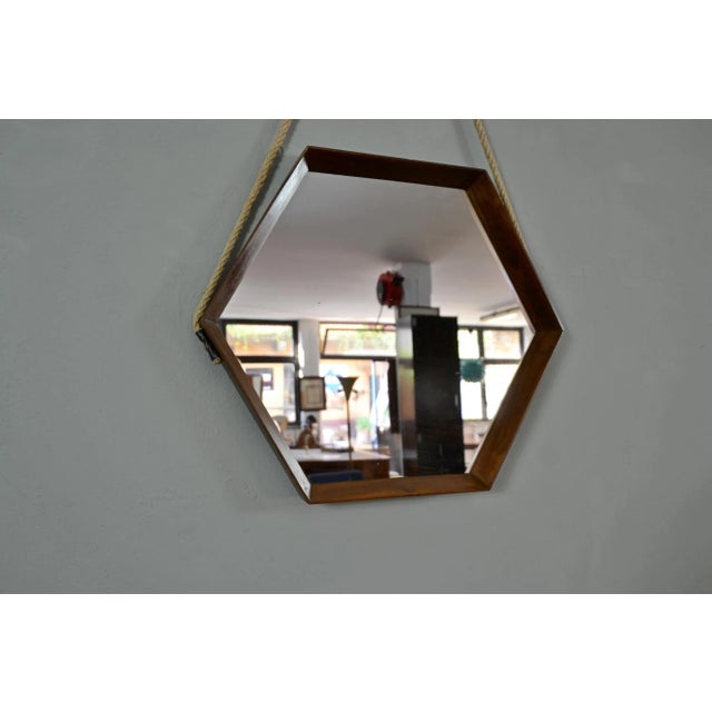 Mid-Century Modern Mid-Century Hexagonal Mirror in Teak, Italy, 1960s For Sale - Image 3 of 9