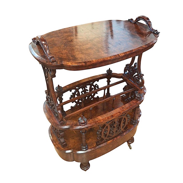 Wood Antique Victorian Rosewood Canterbury Whatnot & Side Table With Drawer For Sale - Image 7 of 11