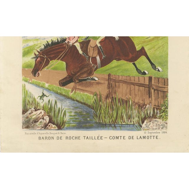 After Bisetsky, French Belle Époque Racing Caricature, Baron De Roche Taillée & Lamotte, 1884, Chromolithograph For Sale - Image 6 of 10