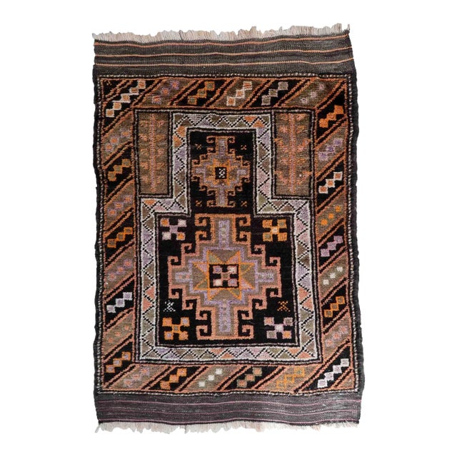 1900s Handmade Antique Collectible Afghan Baluch Prayer Rug 2.1' X 3.4' For Sale